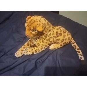 Vintage Goffa Cheetah Leopard Plush Green Eye Realistic 23" Large Stuffed Animal